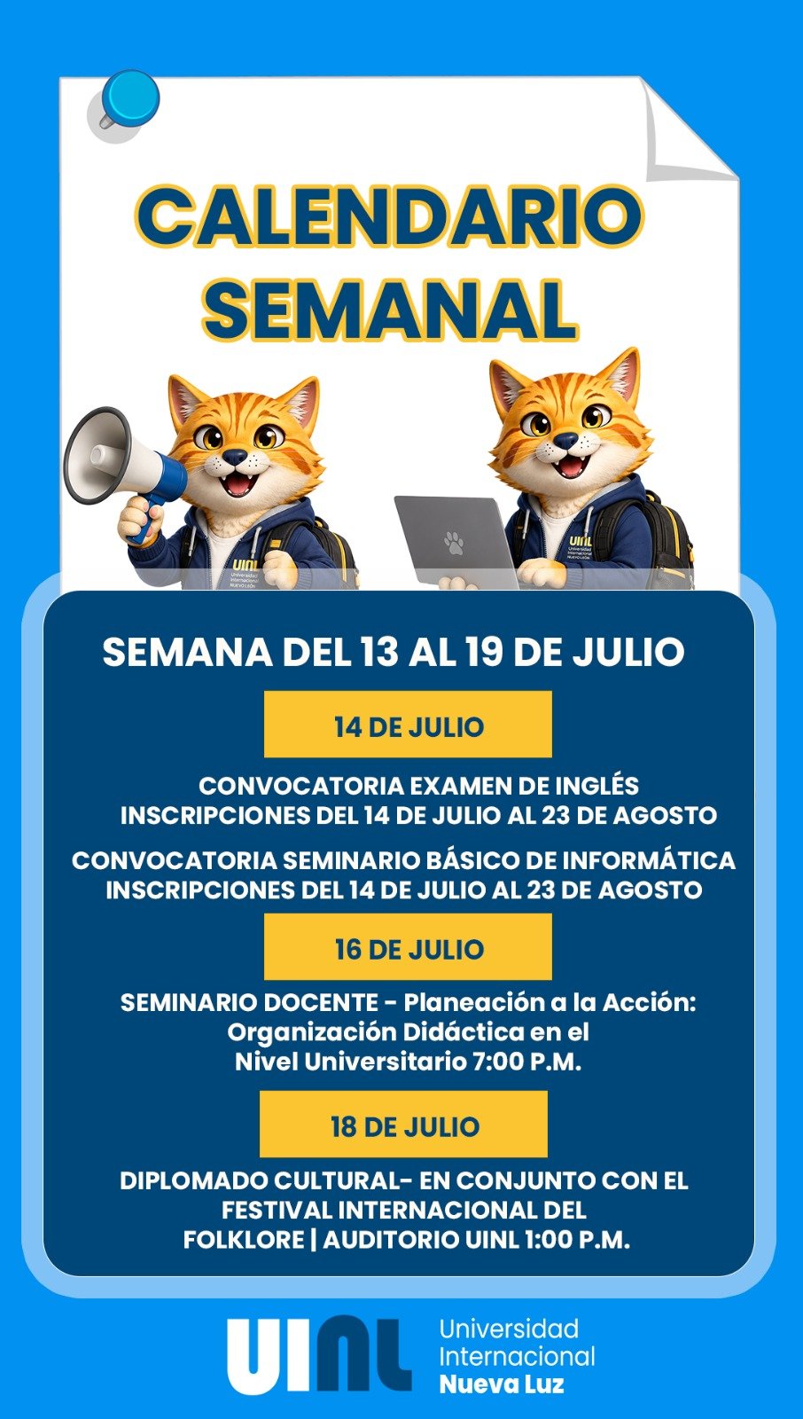 Calendario Semanal UINL